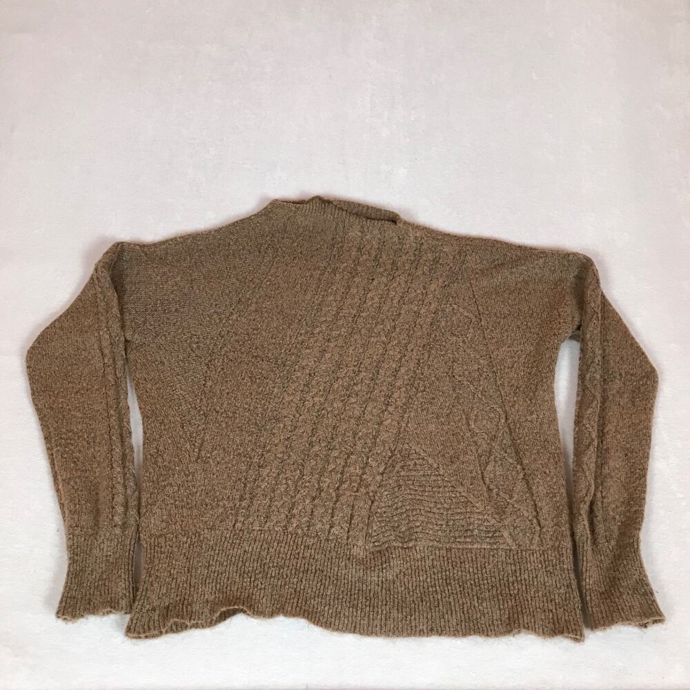 Y2K Belle Belldini Cable Knit Grunge Brown Mock Neck Sweater Large